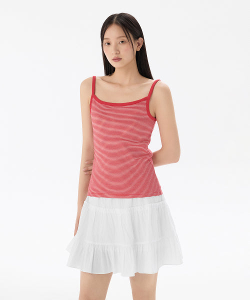 MUSINSA STANDARD WOMAN MUSINSA STANDARD WOMAN Women's T-Shirt Narrow Stripe Sleeveless [Ivory/Red]