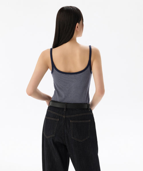 MUSINSA STANDARD WOMAN MUSINSA STANDARD WOMAN T-Shirt Sleeveless [Navy/Ivory]