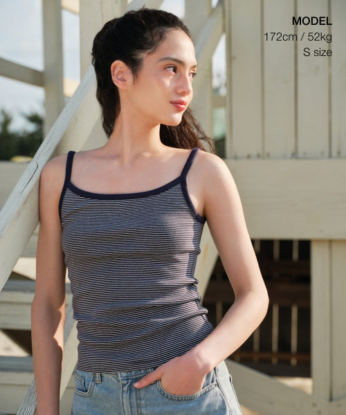 MUSINSA STANDARD WOMAN MUSINSA STANDARD WOMAN T-Shirt Sleeveless [Navy/Ivory]