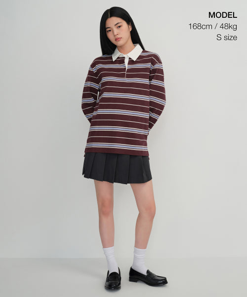 MUSINSA STANDARD WOMAN MUSINSA STANDARD WOMAN Women's Relaxed Multi-Stripe Rugby Shirt (Size M)