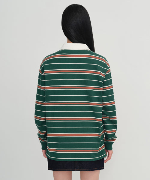 MUSINSA STANDARD WOMAN MUSINSA STANDARD WOMAN T-Shirt Women's Relaxed Multi-Stripe Rugby Shirt