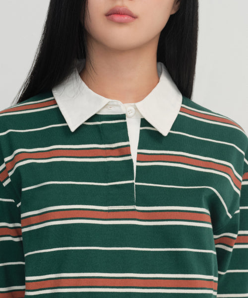 MUSINSA STANDARD WOMAN MUSINSA STANDARD WOMAN T-Shirt Women's Relaxed Multi-Stripe Rugby Shirt