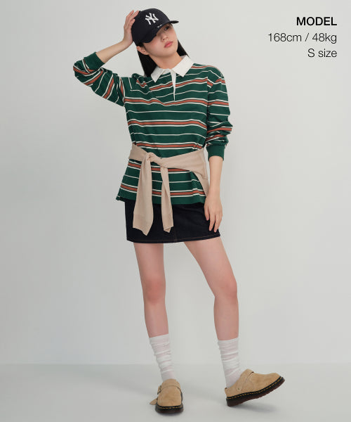 MUSINSA STANDARD WOMAN MUSINSA STANDARD WOMAN T-Shirt Women's Relaxed Multi-Stripe Rugby Shirt