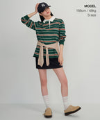 MUSINSA STANDARD WOMAN MUSINSA STANDARD WOMAN T-Shirt Women's Relaxed Multi-Stripe Rugby Shirt