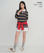 MUSINSA STANDARD WOMAN MUSINSA STANDARD WOMAN Relaxed Multi-Stripe Rugby Shirt (Navy)
