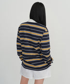 MUSINSA STANDARD WOMAN MUSINSA STANDARD WOMAN Relaxed Multi-Stripe Rugby Shirt (Navy)