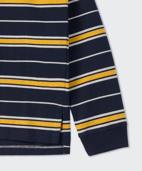 MUSINSA STANDARD WOMAN MUSINSA STANDARD WOMAN Relaxed Multi-Stripe Rugby Shirt (Navy)