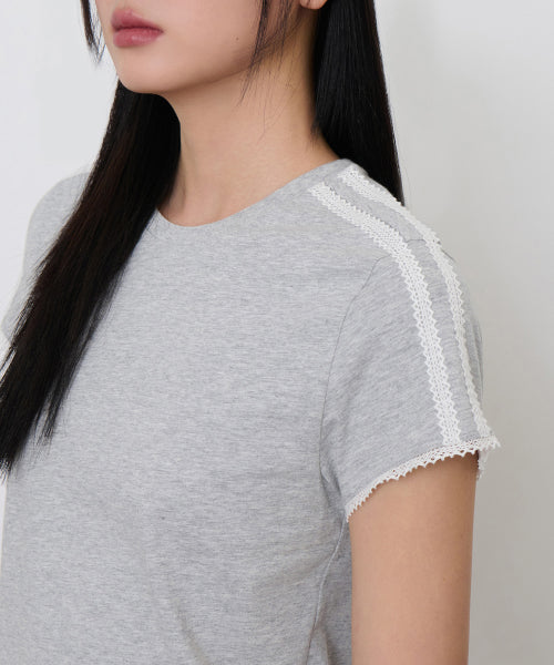MUSINSA STANDARD WOMAN MUSINSA STANDARD WOMAN T-Shirt Medium Gray/Ivory
