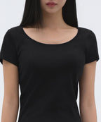 MUSINSA STANDARD WOMAN MUSINSA STANDARD WOMAN Women's Slim Scoop Neck T-Shirt (Black)
