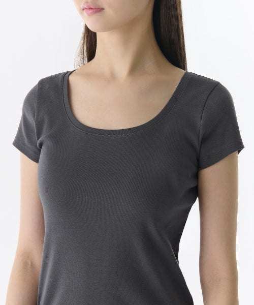MUSINSA STANDARD WOMAN MUSINSA STANDARD WOMAN T-Shirt Slim Scoop Neck [Dark Gray] (Size S)
