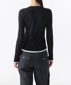 MUSINSA STANDARD WOMAN MUSINSA STANDARD WOMAN T-Shirt Slim Long Sleeve [Black/White]