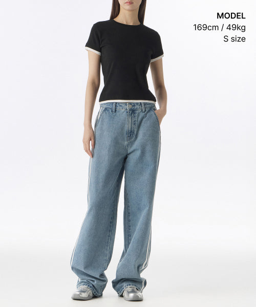 MUSINSA STANDARD WOMAN MUSINSA STANDARD WOMAN Women's Layered Hem Slim T-Shirt (Size L)