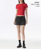 MUSINSA STANDARD WOMAN MUSINSA STANDARD WOMAN Women's Layered Hem Slim T-Shirt (Red)
