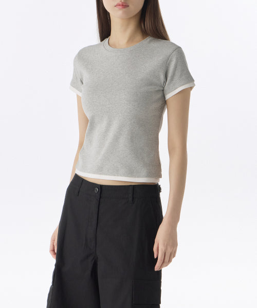 MUSINSA STANDARD WOMAN MUSINSA STANDARD WOMAN Women's Layered Hem Slim T-Shirt Medium