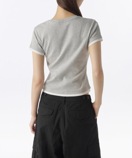 MUSINSA STANDARD WOMAN MUSINSA STANDARD WOMAN Women's Layered Hem Slim T-Shirt Medium