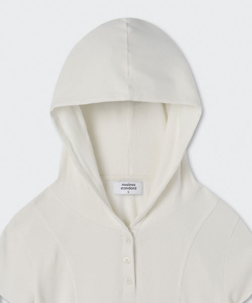 MUSINSA STANDARD WOMAN MUSINSA STANDARD WOMAN Women's Ribbed Slim Hooded T-Shirt [Ivory]