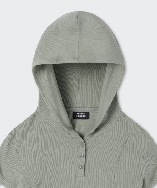 MUSINSA STANDARD WOMAN MUSINSA STANDARD WOMAN Women's Ribbed Slim Hoodie Khaki Gray