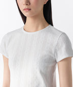 MUSINSA STANDARD WOMAN MUSINSA STANDARD WOMAN Women's Pointel Lace Crew Neck T-Shirt (White)