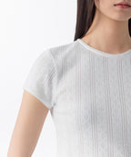 MUSINSA STANDARD WOMAN MUSINSA STANDARD WOMAN Women's Pointel Lace Crew Neck T-Shirt (White)