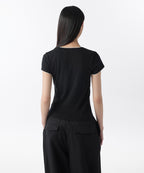 MUSINSA STANDARD WOMAN MUSINSA STANDARD WOMAN Women's Pointel Lace Crew Neck T-Shirt [Black]