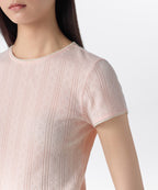 MUSINSA STANDARD WOMAN MUSINSA STANDARD WOMAN Women's Pointel Lace Crew Neck T-Shirt Light Pink