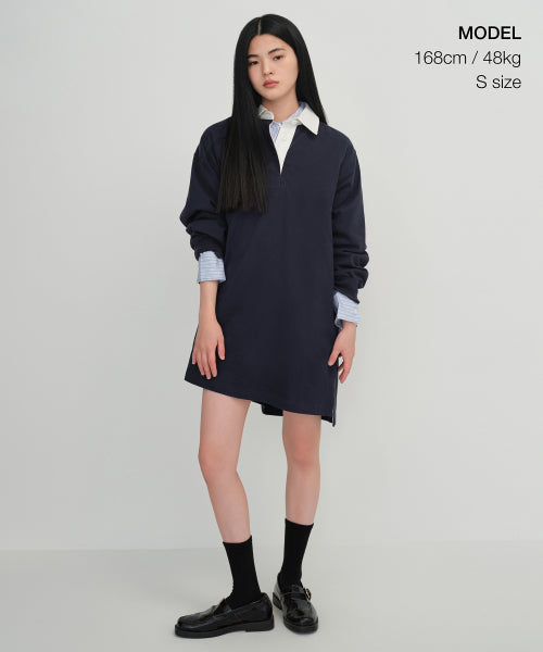 MUSINSA STANDARD WOMAN MUSINSA STANDARD WOMAN Oversized Rugby Dress (Navy)