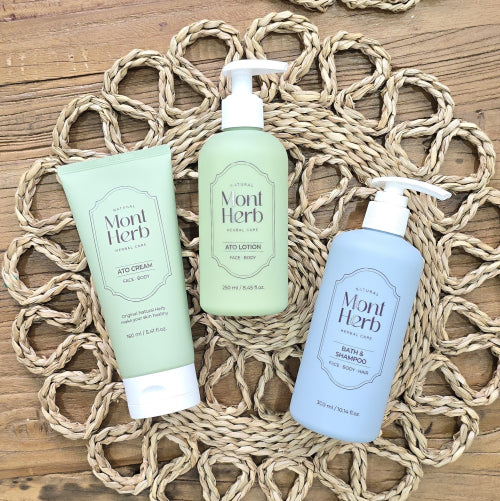 MONTHERB MONTHERB Ato 3-piece set Cream 160ml + Lotion 250ml + Bath & Shampoo 300ml