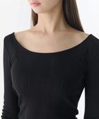 MUSINSA STANDARD WOMAN MUSINSA STANDARD WOMAN Women's Pointel Ballerina Long Sleeve T-Shirt (Black)
