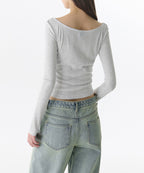 MUSINSA STANDARD WOMAN MUSINSA STANDARD WOMAN T-Shirt Long Sleeve [Melange Light Gray]
