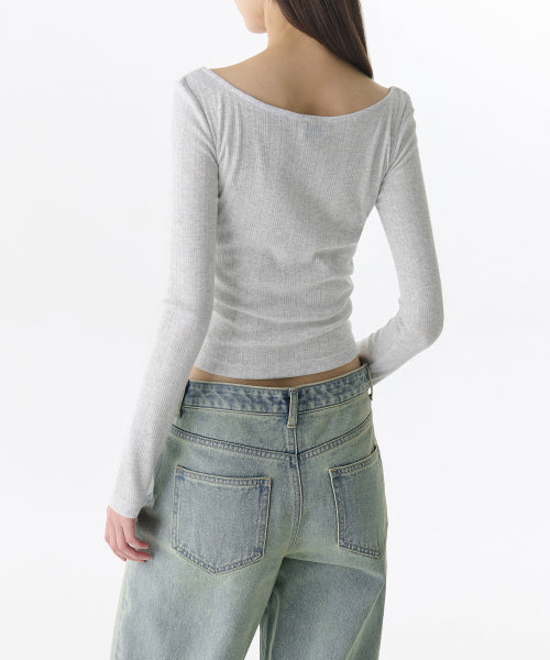 MUSINSA STANDARD WOMAN MUSINSA STANDARD WOMAN T-Shirt Long Sleeve [Melange Light Gray]