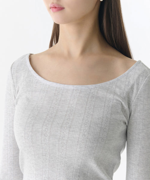 MUSINSA STANDARD WOMAN MUSINSA STANDARD WOMAN T-Shirt Long Sleeve [Melange Light Gray]