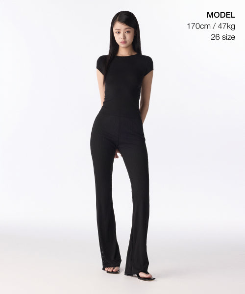 MUSINSA STANDARD WOMAN MUSINSA STANDARD WOMAN Women's Slacks Side Button [Black]