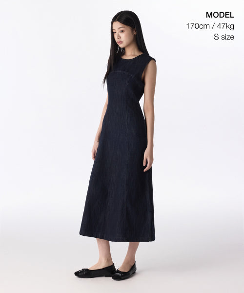 MUSINSA STANDARD WOMAN MUSINSA STANDARD WOMAN Denim Maxi Dress Deep Indigo