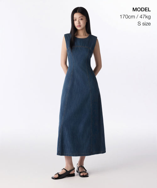 MUSINSA STANDARD WOMAN MUSINSA STANDARD WOMAN Denim Maxi Dress [Medium Indigo]