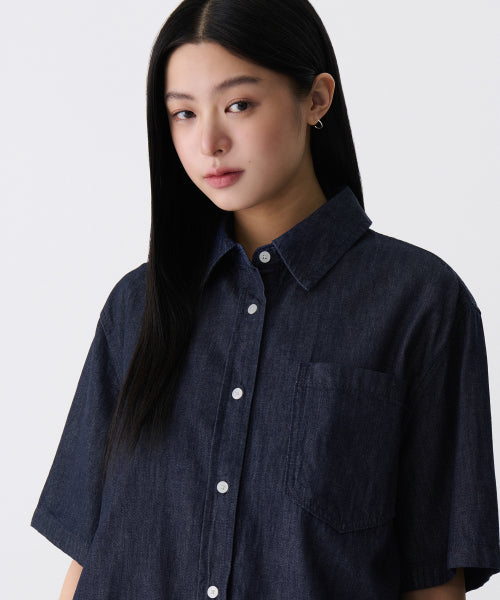MUSINSA STANDARD WOMAN MUSINSA STANDARD WOMAN Women's Oversized Short Sleeve Denim Shirt
