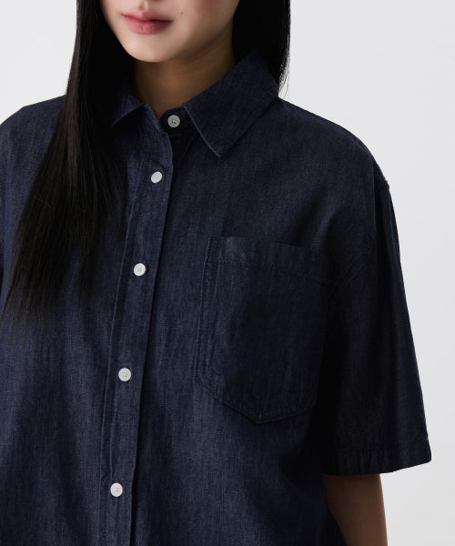 MUSINSA STANDARD WOMAN MUSINSA STANDARD WOMAN Women's Oversized Short Sleeve Denim Shirt