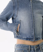 MUSINSA STANDARD WOMAN MUSINSA STANDARD WOMAN Denim Racer Jacket Light Indigo