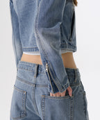 MUSINSA STANDARD WOMAN MUSINSA STANDARD WOMAN Denim Racer Jacket Light Indigo