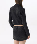 MUSINSA STANDARD WOMAN MUSINSA STANDARD WOMAN Denim Racer Jacket (Washed Black)