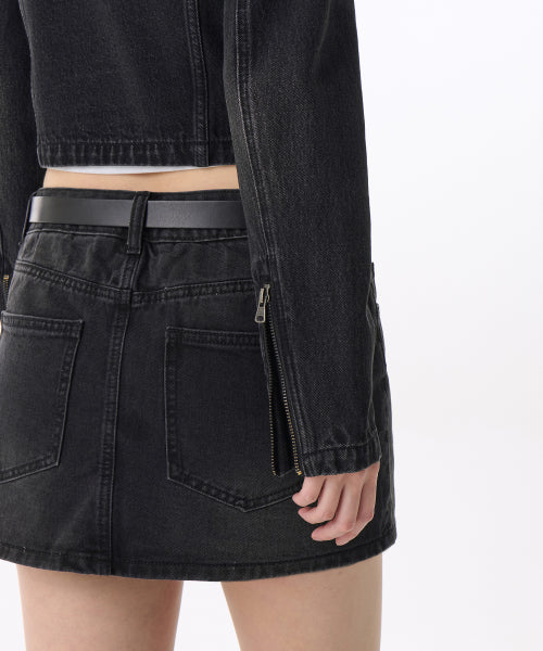 MUSINSA STANDARD WOMAN MUSINSA STANDARD WOMAN Denim Racer Jacket (Washed Black)