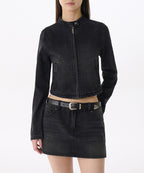 MUSINSA STANDARD WOMAN MUSINSA STANDARD WOMAN Denim Racer Jacket (Washed Black)