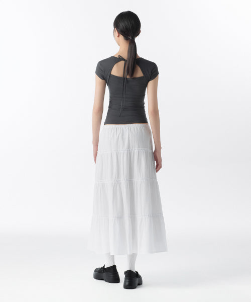 MUSINSA STANDARD WOMAN MUSINSA STANDARD WOMAN Women's Cotton Tiered Long Skirt (White)