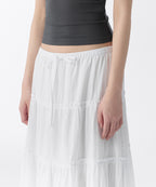 MUSINSA STANDARD WOMAN MUSINSA STANDARD WOMAN Women's Cotton Tiered Long Skirt (White)