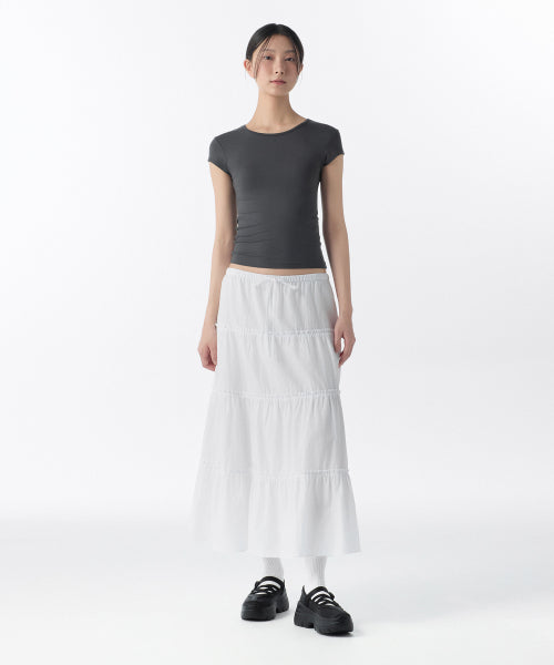 MUSINSA STANDARD WOMAN MUSINSA STANDARD WOMAN Women's Cotton Tiered Long Skirt (White)
