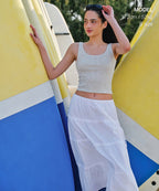MUSINSA STANDARD WOMAN MUSINSA STANDARD WOMAN Women's Cotton Tiered Long Skirt (White)