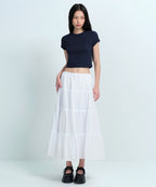 MUSINSA STANDARD WOMAN MUSINSA STANDARD WOMAN Women's Cotton Tiered Long Skirt (White)