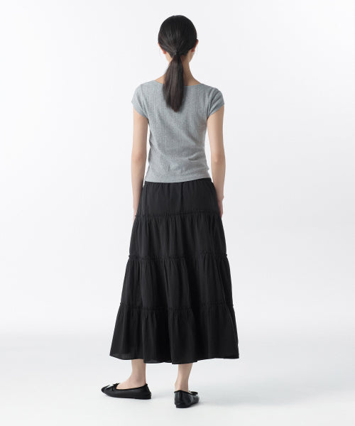 MUSINSA STANDARD WOMAN MUSINSA STANDARD WOMAN Women's Cotton Tiered Long Skirt (Black)
