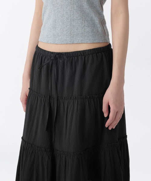 MUSINSA STANDARD WOMAN MUSINSA STANDARD WOMAN Women's Cotton Tiered Long Skirt (Black)