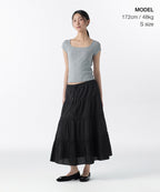 MUSINSA STANDARD WOMAN MUSINSA STANDARD WOMAN Women's Cotton Tiered Long Skirt (Black)