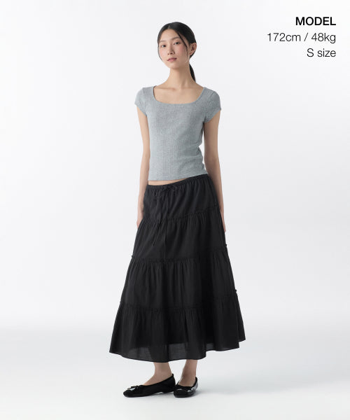 MUSINSA STANDARD WOMAN MUSINSA STANDARD WOMAN Women's Cotton Tiered Long Skirt (Black)
